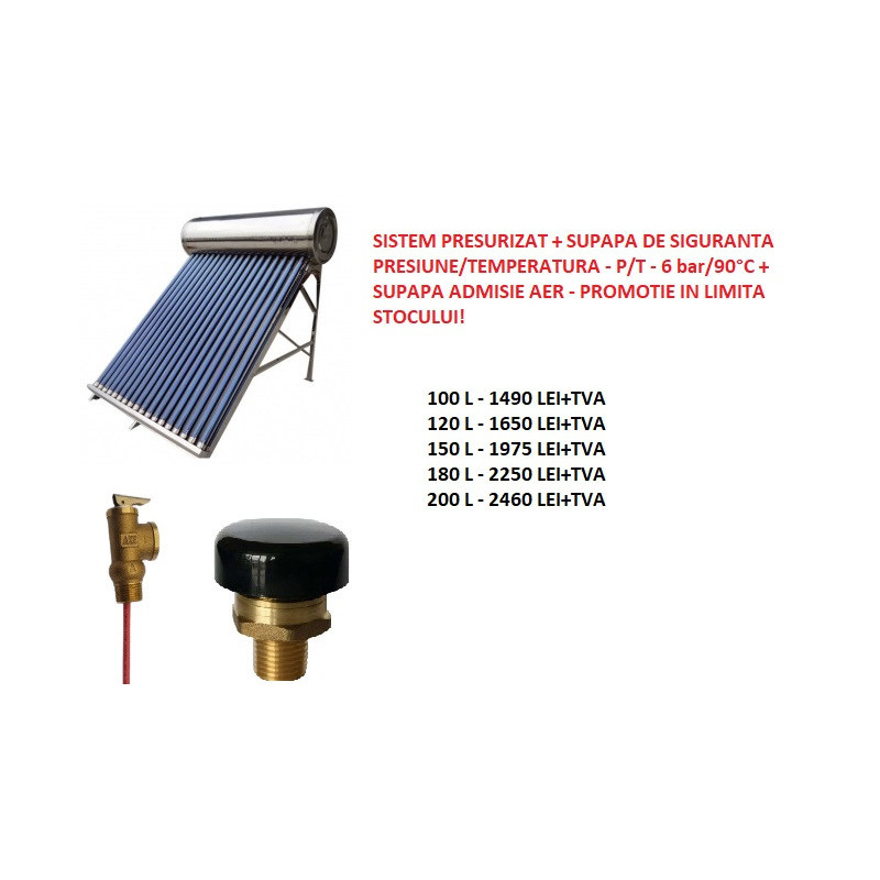 Panou solar presurizat cu boiler inox 100 litri 10 tuburi